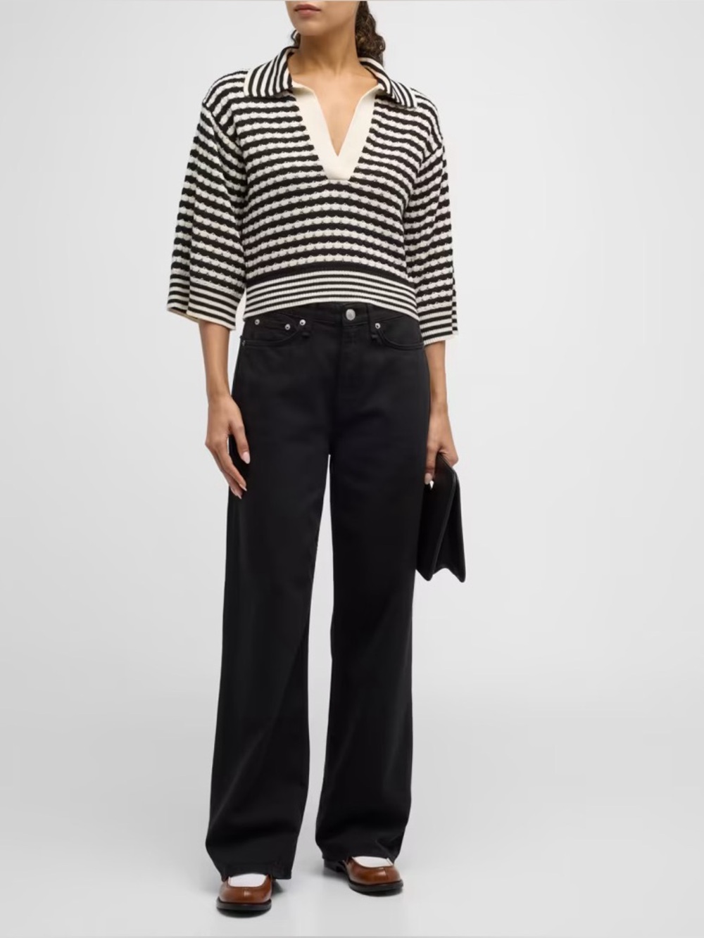 Rag & Bone Featherweight Logan Mid-Rise Wide Jean in Black (US 6/28)